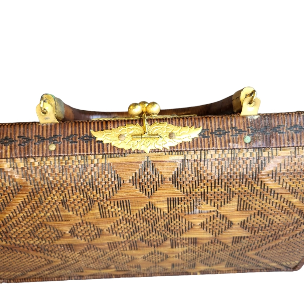 SOLD ON EBAY Vintage Thai Rattan Basket Bag - Picture 5 of 11